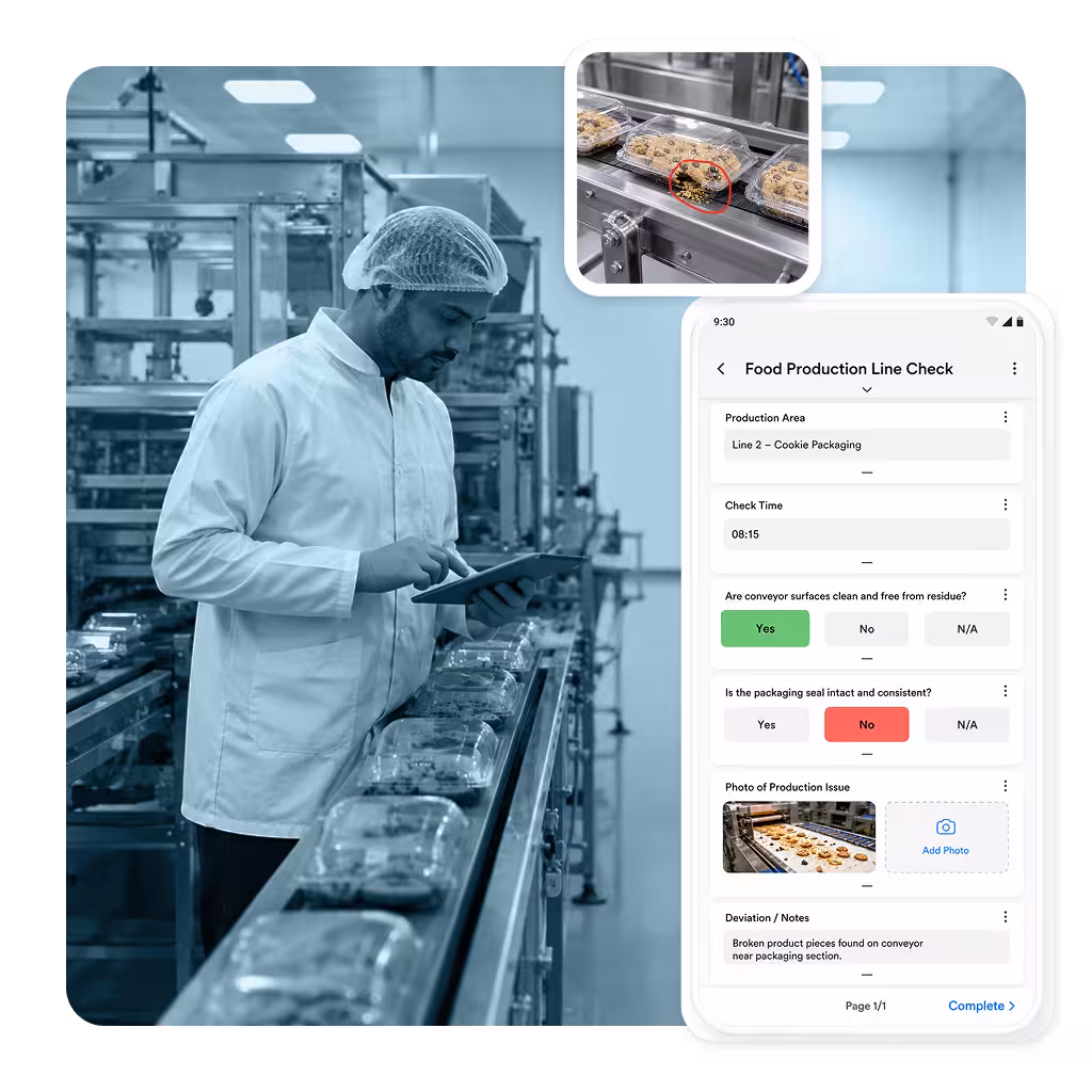 Digital checklist on tablet