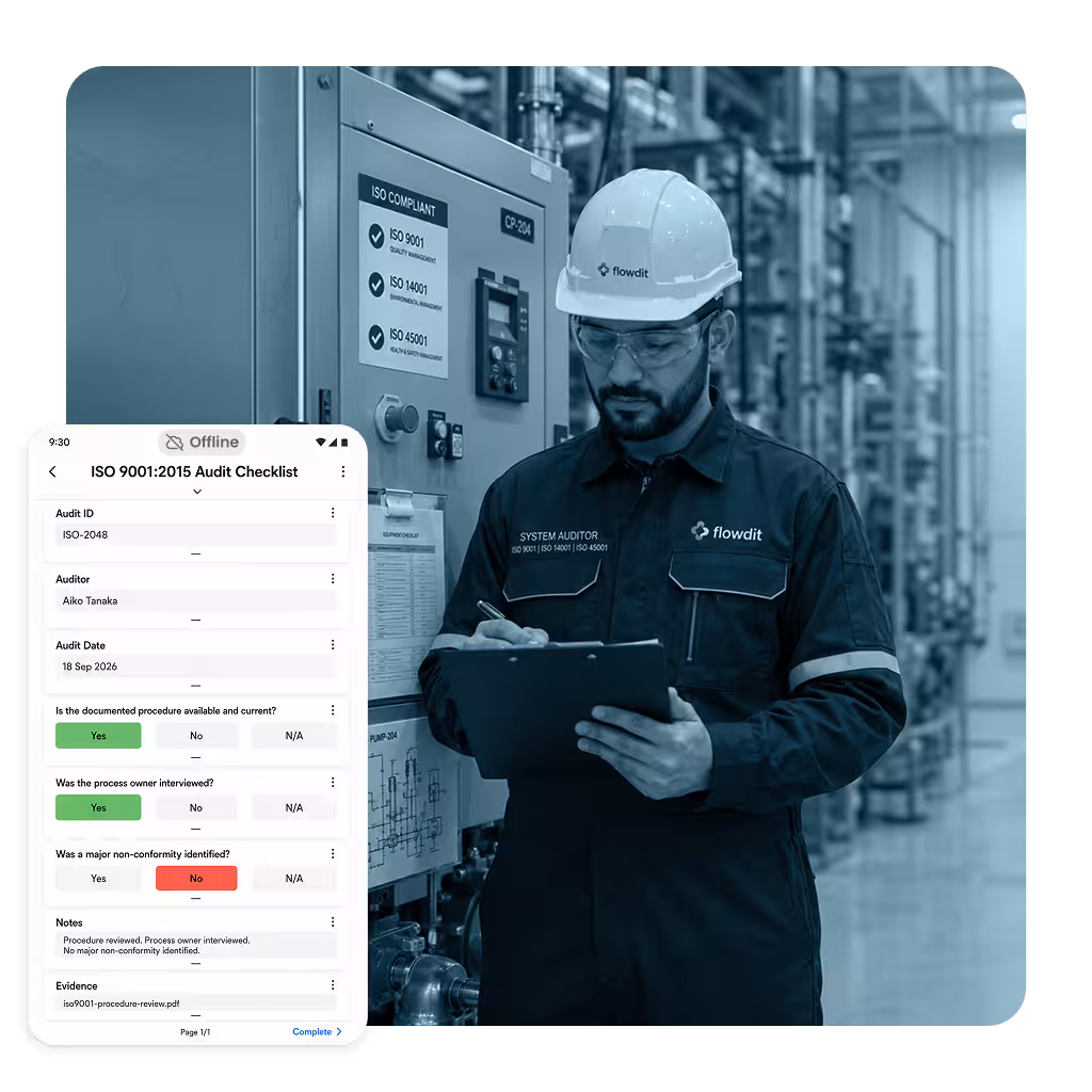 Digital checklist on tablet
